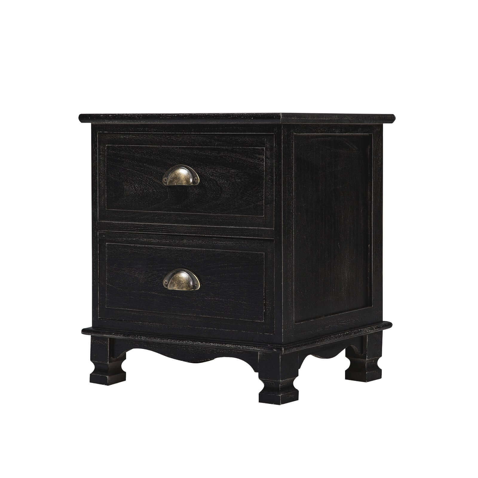 Vintage LYDIA Bedside Table with 2 Drawers - Black-Upinteriors