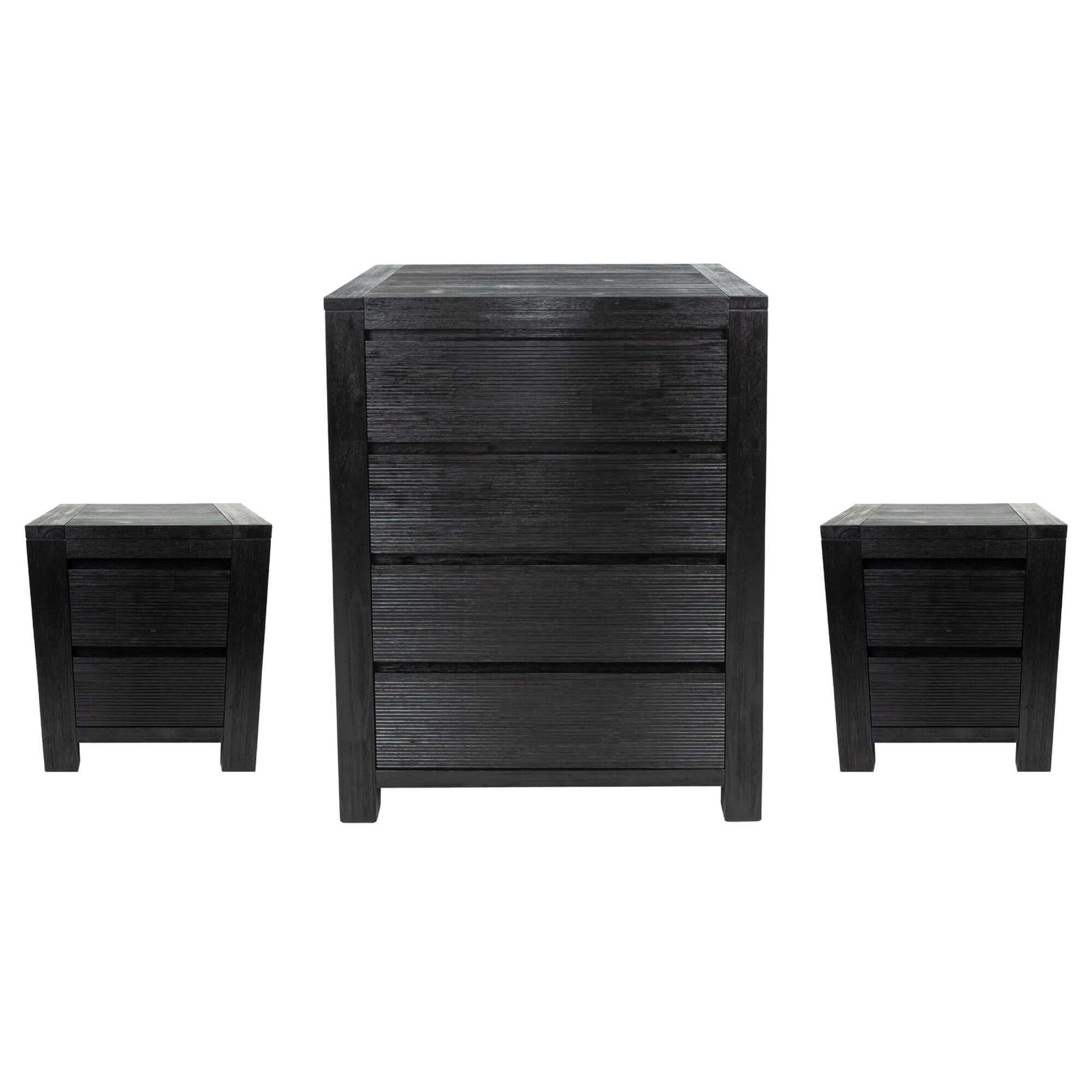 Tofino Black Bedroom Set - 3pc Chic Storage Furniture-Upinteriors
