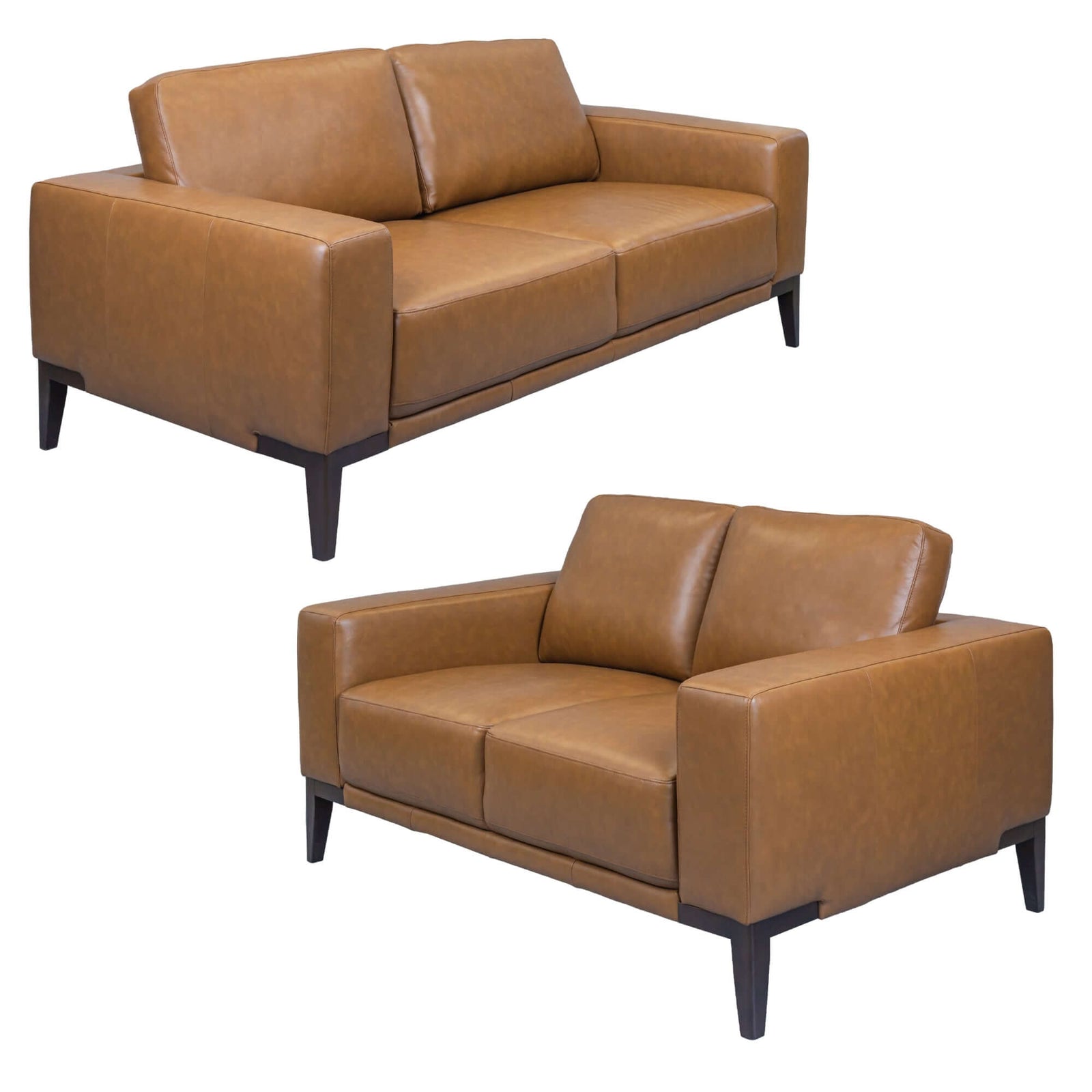 Lorenzo Leather Sofa Set - 2 & 3 Seater | Tan Lounge-Upinteriors