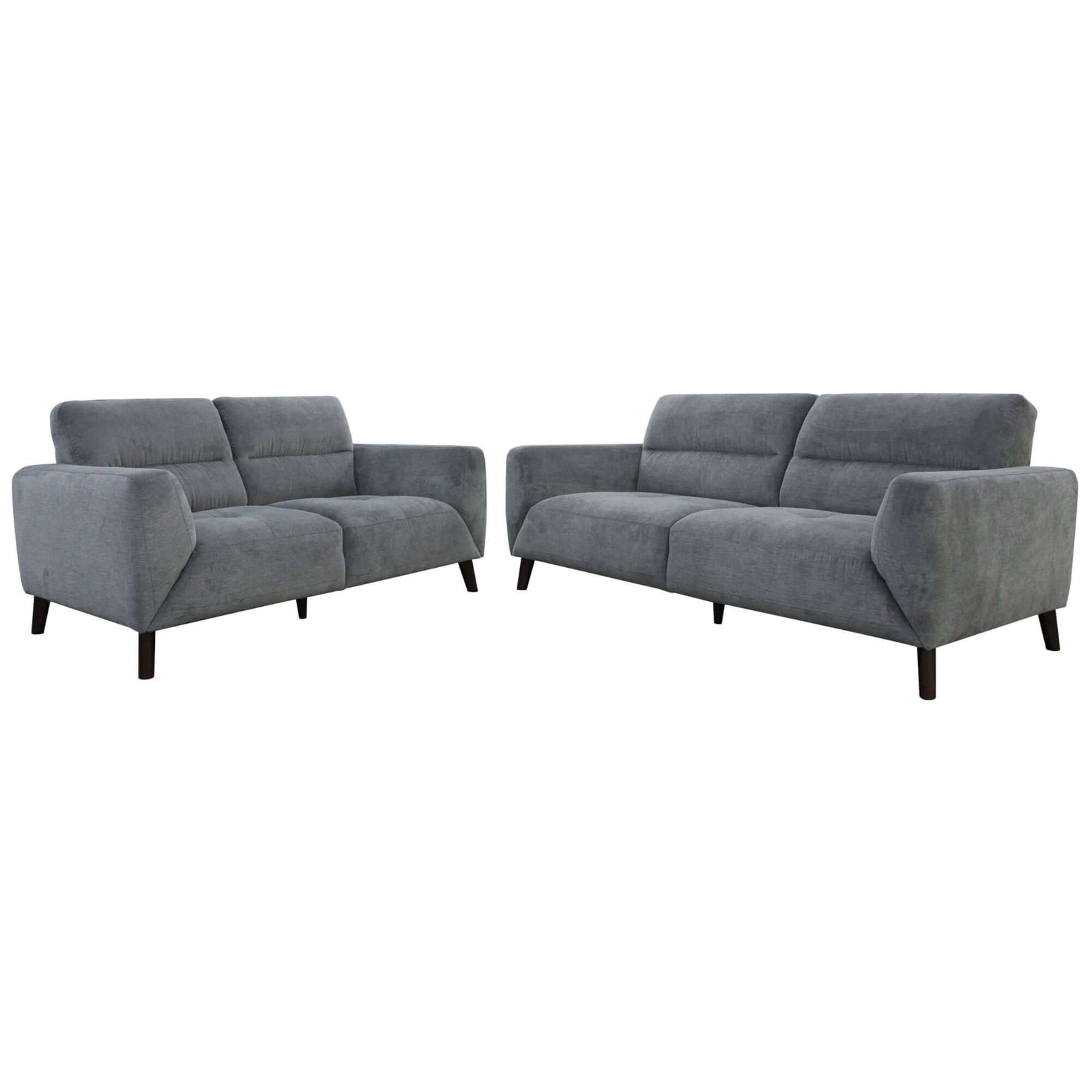 Monarch 2pc Sofa Set - Charcoal Fabric Lounge Couch-Upinteriors