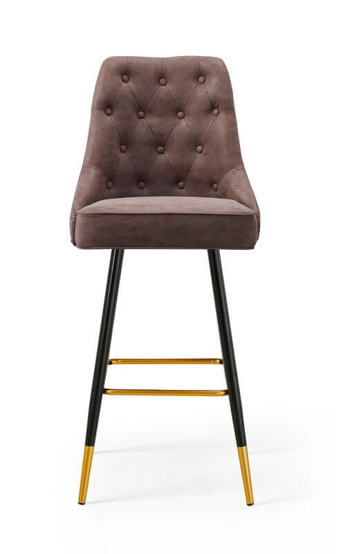 Modern Bar Chair Leather Stool - Mid-Century Elegance-Upinteriors