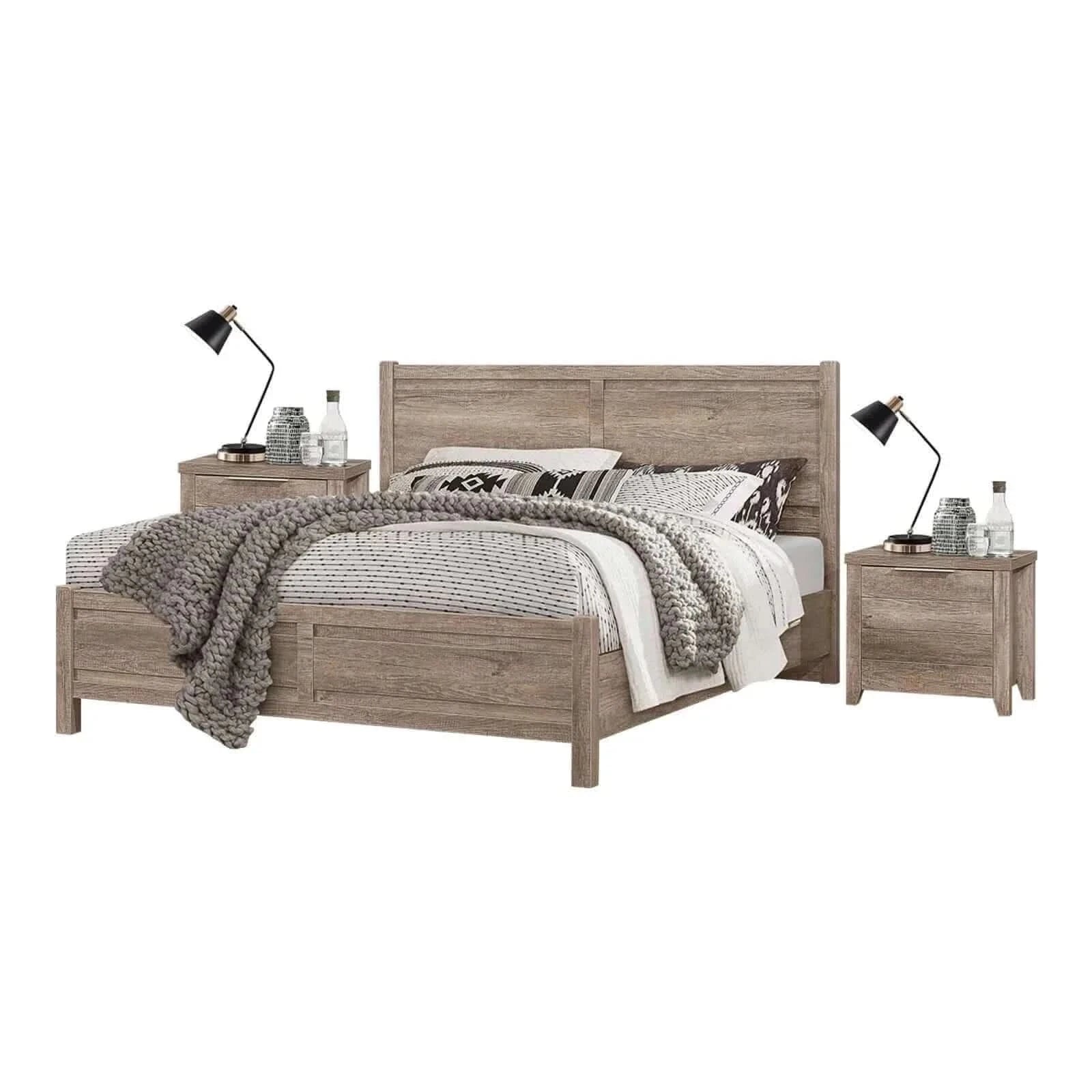 King Size Bedroom Suite 3 Piece MDF Oak Set