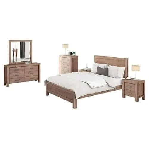 Oak Single Bed Suite Solid Acacia Wood Bedroom Furniture