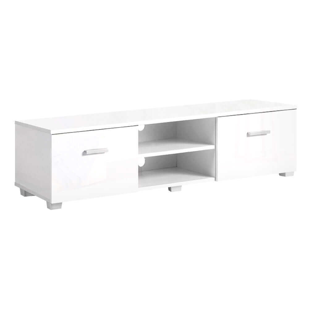 Artiss TV Cabinet Entertainment Unit Stand High Gloss Furniture Storage Drawers 140cm White-Upinteriors