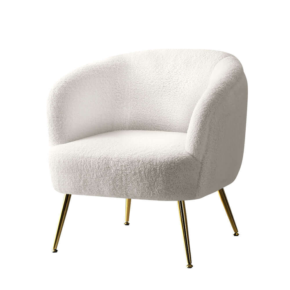 Artiss Armchair Lounge Chair Accent Chairs Armchairs Sherpa Boucle Sofa White-Upinteriors