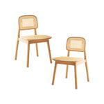 Luna Wooden Rattan Dining Chair Set of 2-Upinteriors