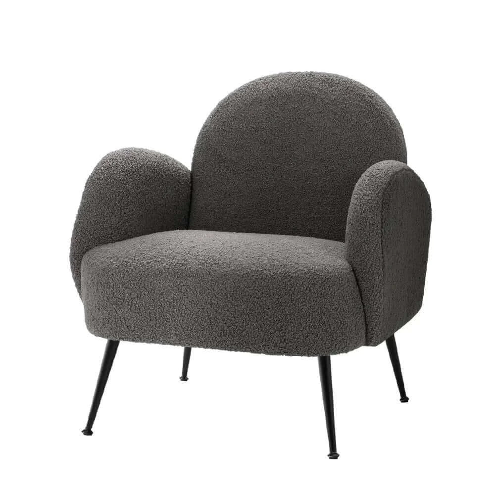 Artiss Armchair Lounge Chair Armchairs Accent Arm Chairs Sherpa Boucle Charcoal-Upinteriors