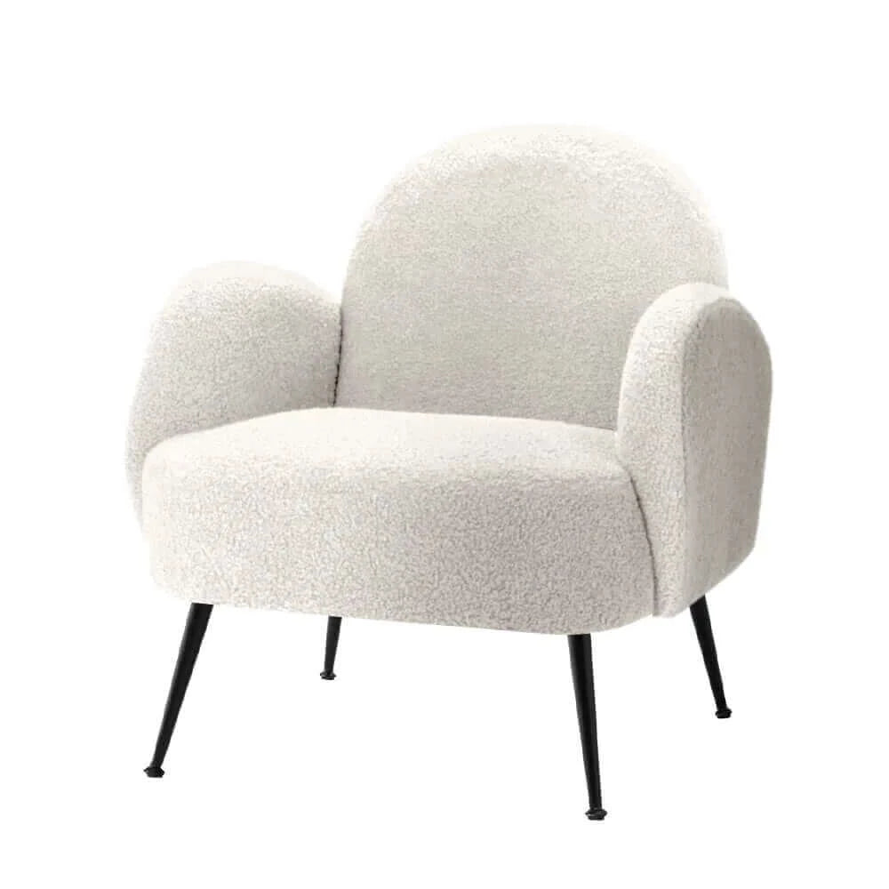 Artiss Armchair Lounge Chair Armchairs Accent Arm Chairs Sherpa Boucle White-Upinteriors