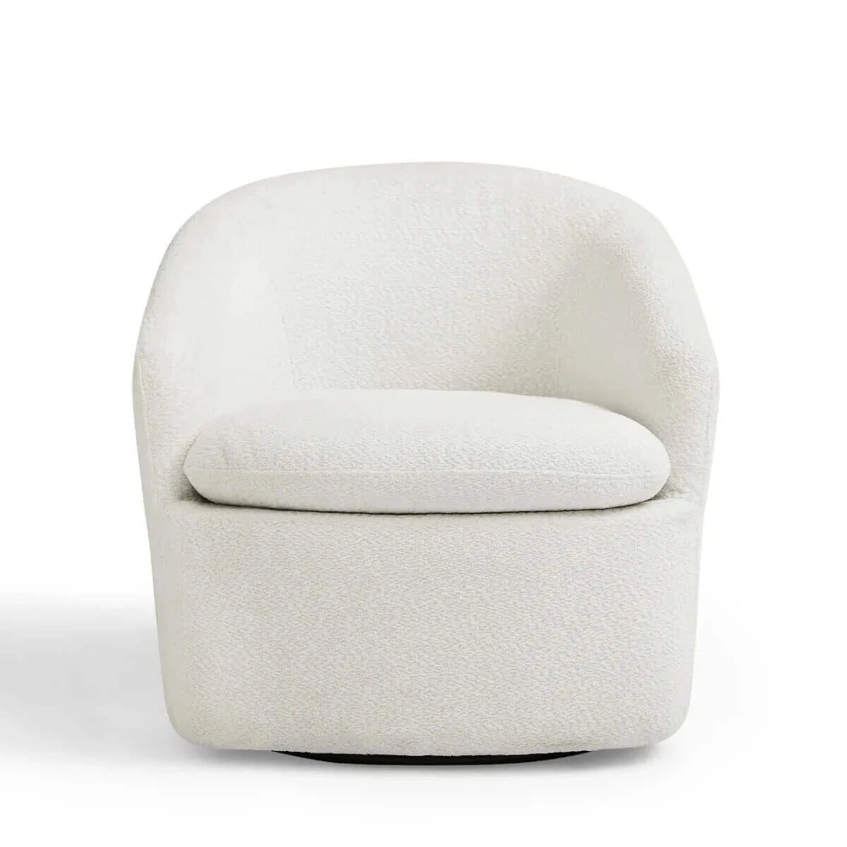 Carrie White Boucle Swivel Chair-Upinteriors