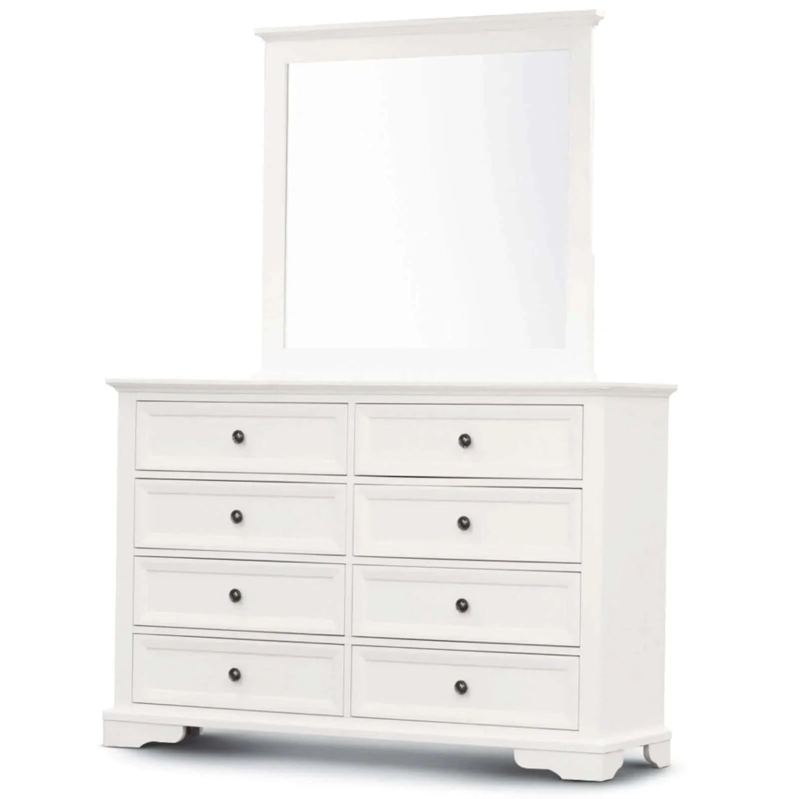 White Celosia Dresser & Mirror with 8 Drawers-Upinteriors