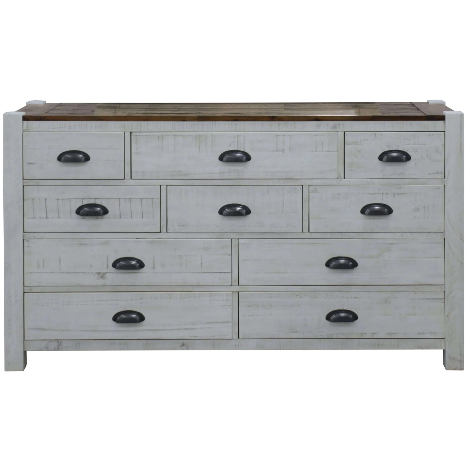 Buy erica dresser 10 chest of drawers solid acacia timber wood cabinet brown white - upinteriors-Upinteriors