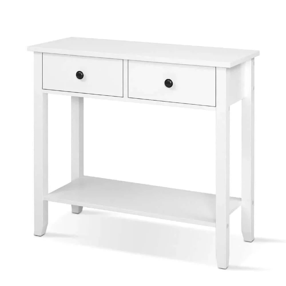 Buy hallway console table hall side entry 2 drawers display white desk furniture - upinteriors-Upinteriors