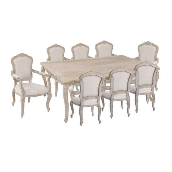 Buy medium size oak wood white washed finish arm chair dining set - upinteriors-Upinteriors