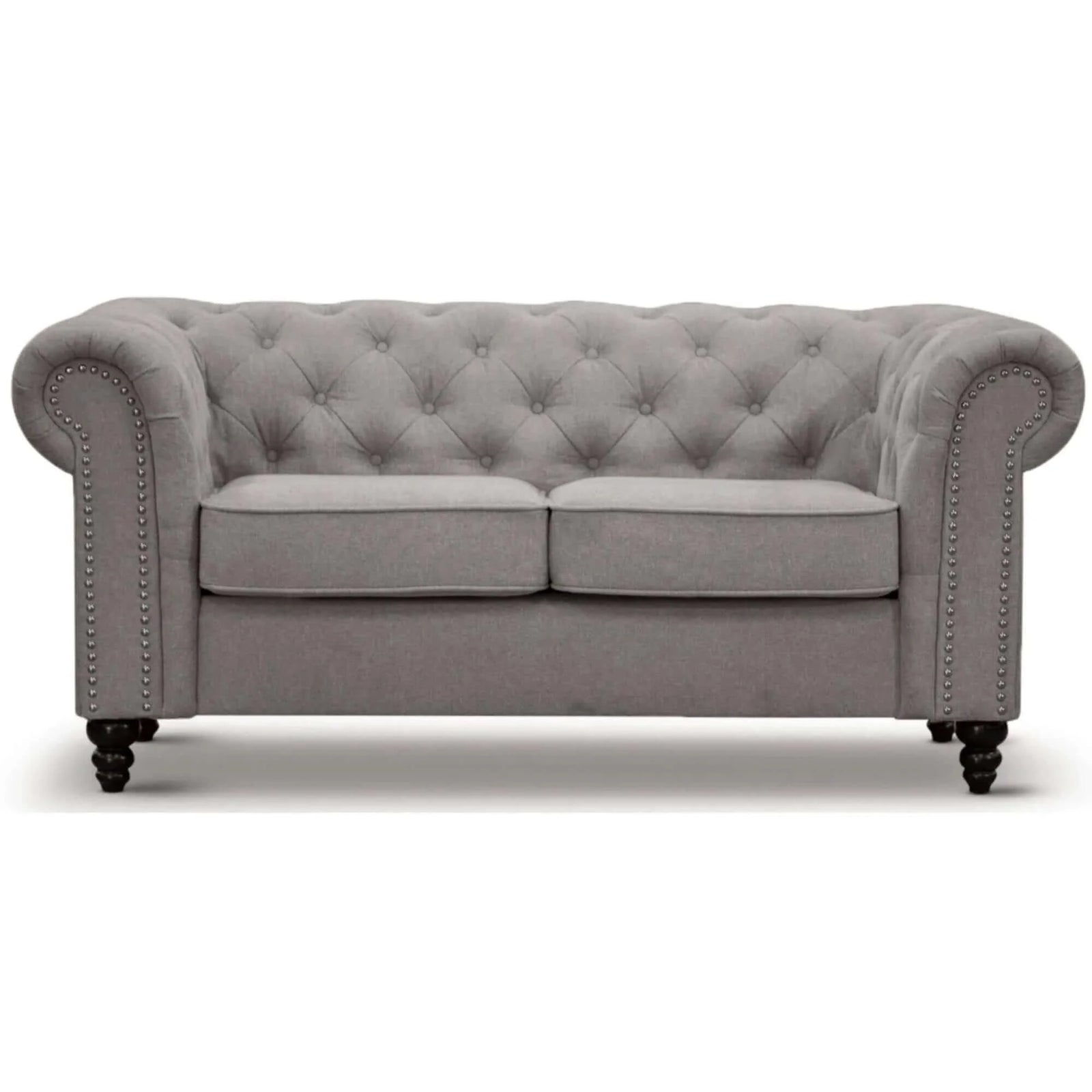 Mellowly 2 Seater Sofa Fabric Uplholstered Chesterfield Lounge Couch - Grey-Upinteriors