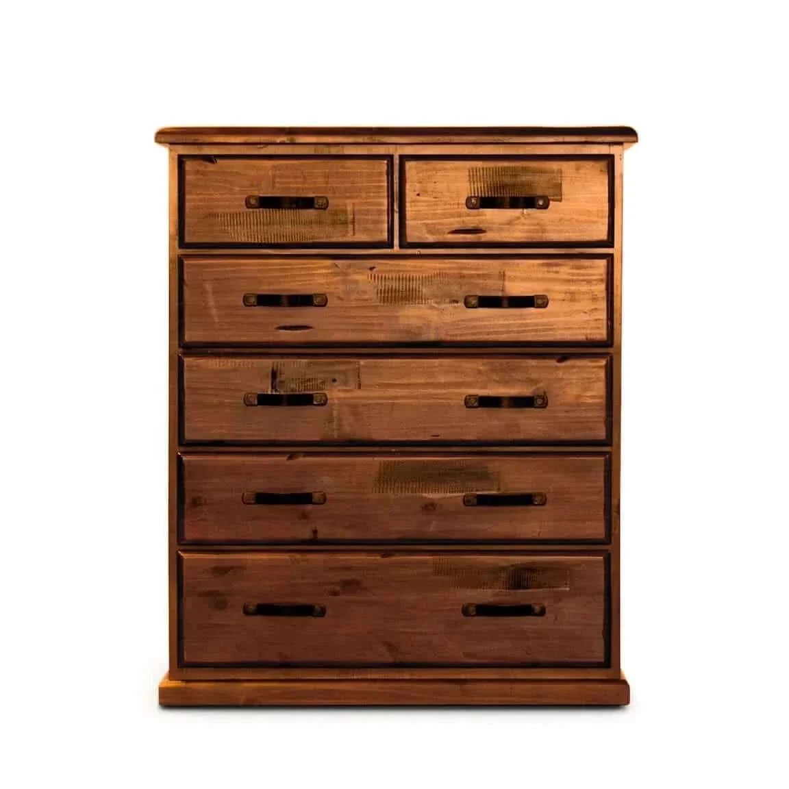 Umber Tallboy 6 Drawer Cabinet Solid Pine Dark Brown
