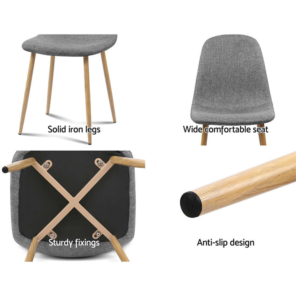 Artiss Nova Dining Chairs Grey Fabric - Set of 4-Upinteriors