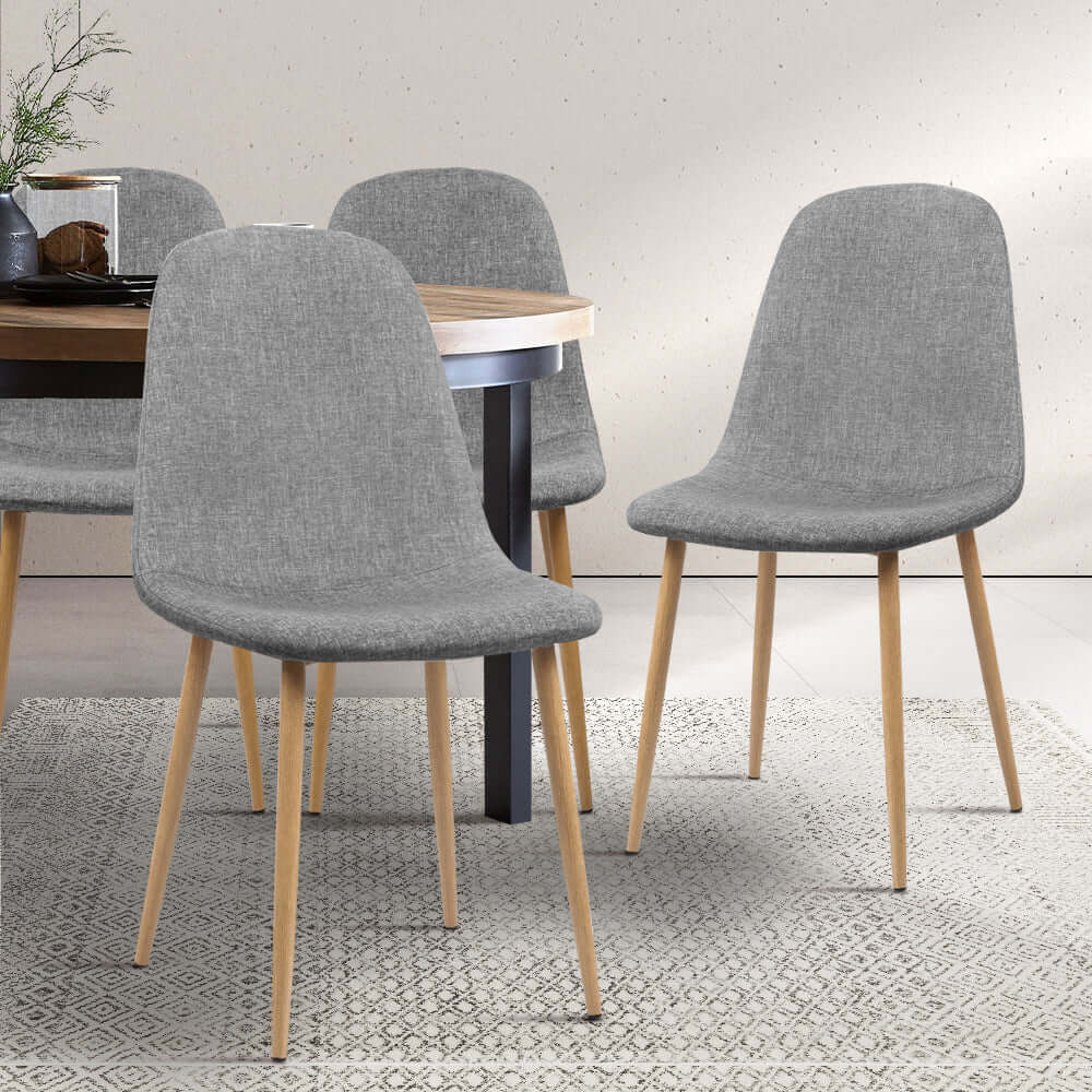 Artiss Nova Dining Chairs Grey Fabric - Set of 4-Upinteriors