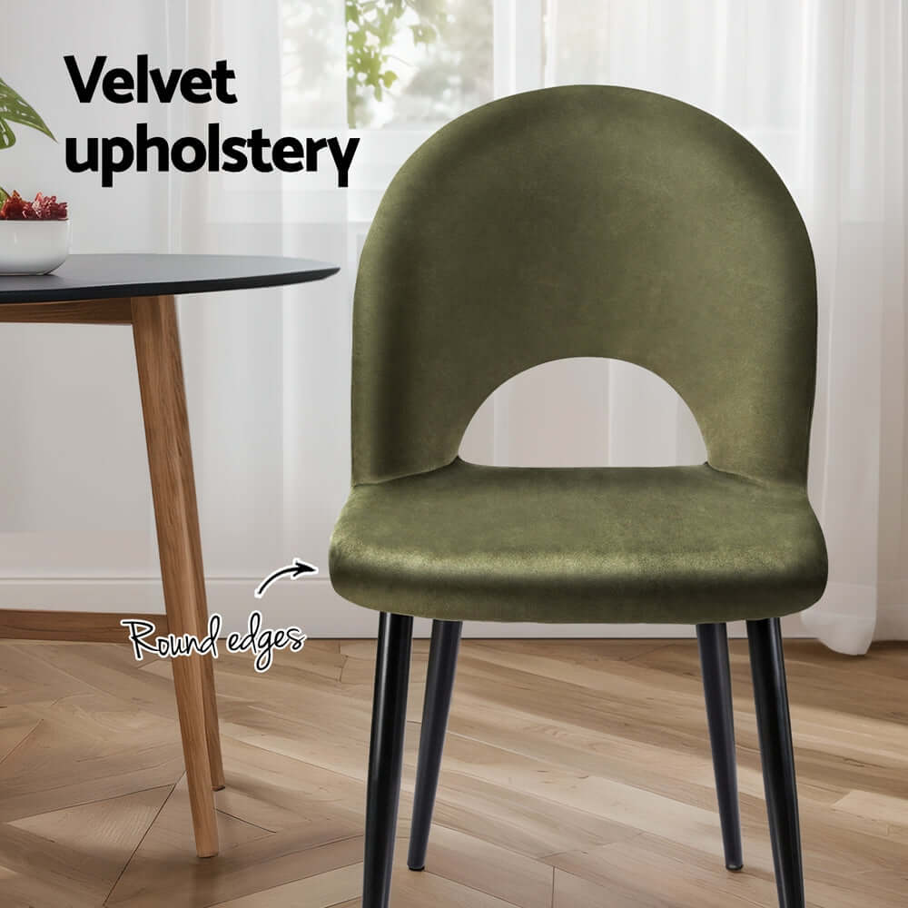 Artiss Loren Green Velvet Dining Chairs (Set of 2)-Upinteriors