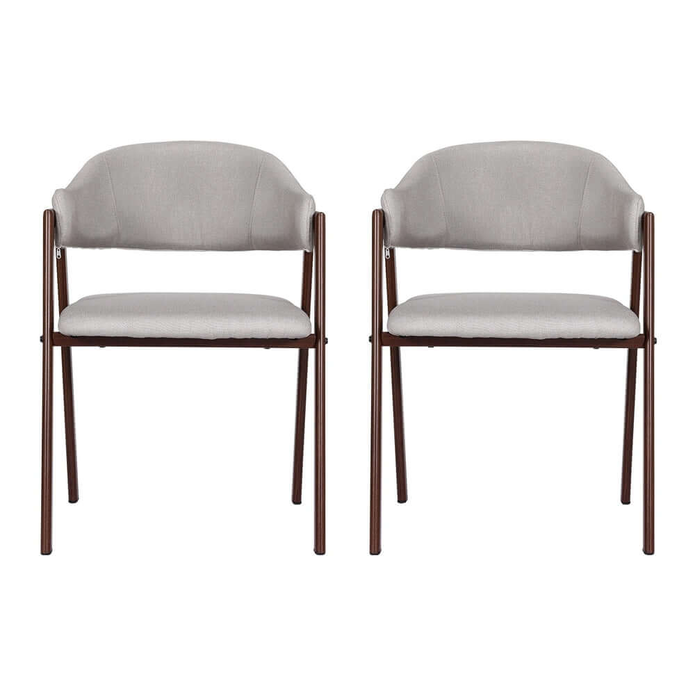 Artiss Nadi Grey Linen Dining Chairs - Set of 2-Upinteriors