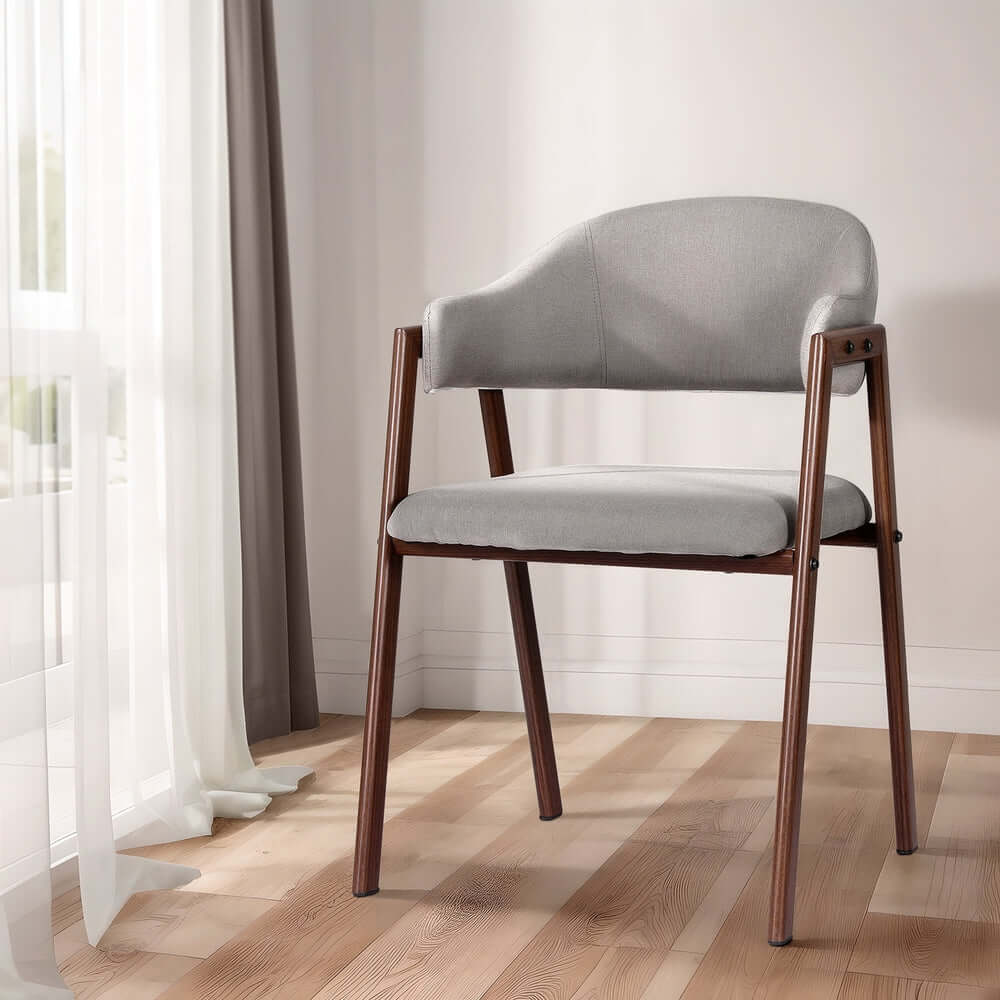 Artiss Nadi Grey Linen Dining Chairs - Set of 2-Upinteriors