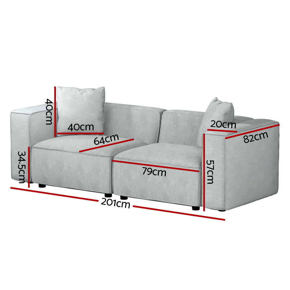 Artiss Modular 2-Seater Sofa Grey | Stylish Comfort-Upinteriors