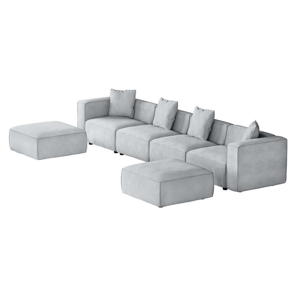 Artiss 6-Seater Grey Modular Sofa Chaise Set-Upinteriors