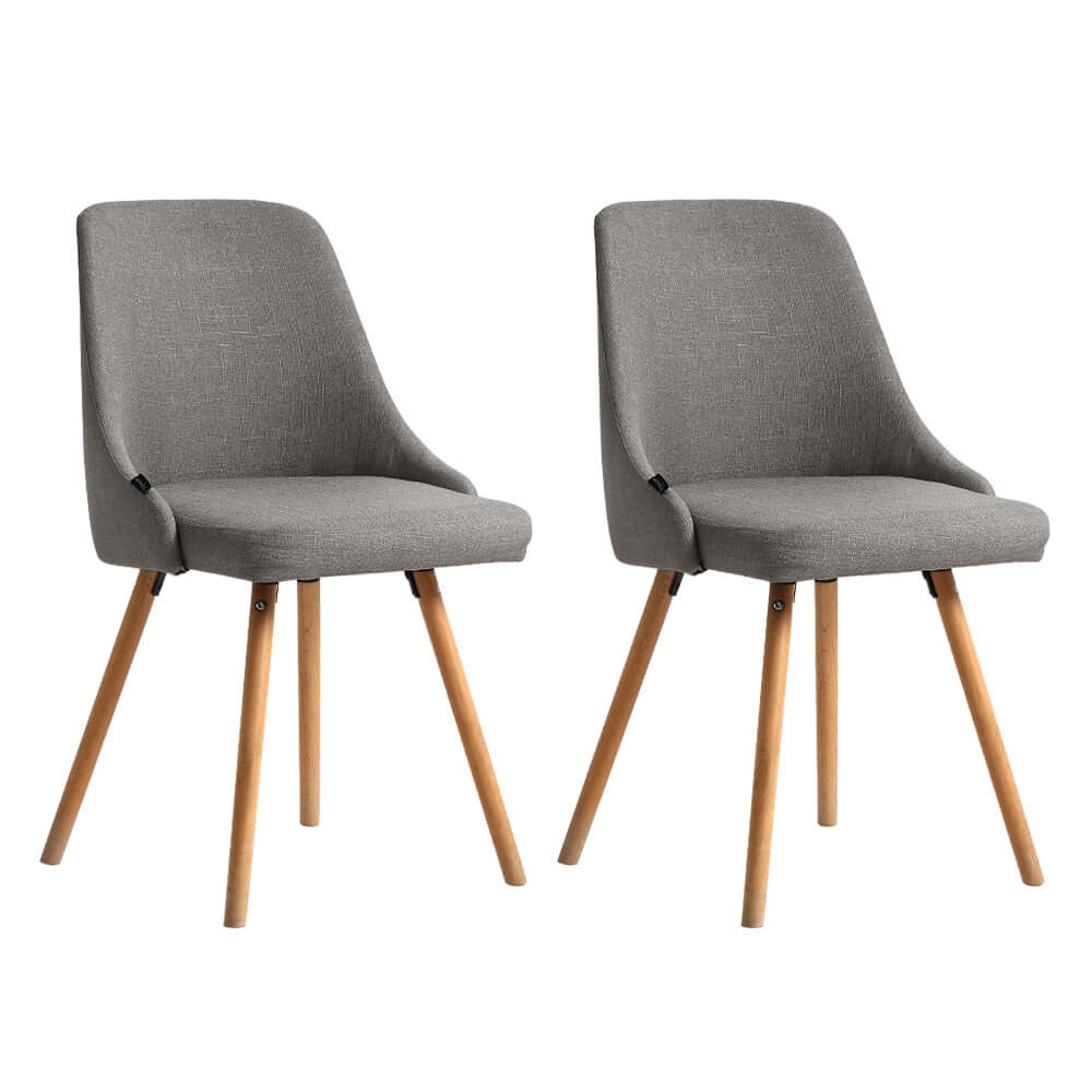 Artiss Dining Chairs Fabric Grey Set of 2 Kalmar-Upinteriors