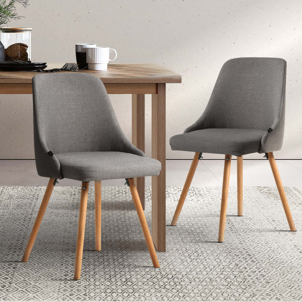 Artiss Kalmar Grey Fabric Dining Chairs - Set of 2-Upinteriors