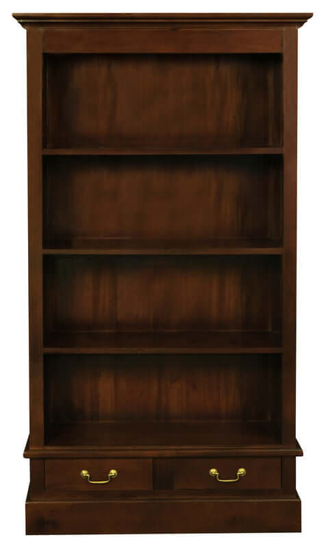 Tasmania 2 Drawer Bookcase (Mahogany)-Upinteriors