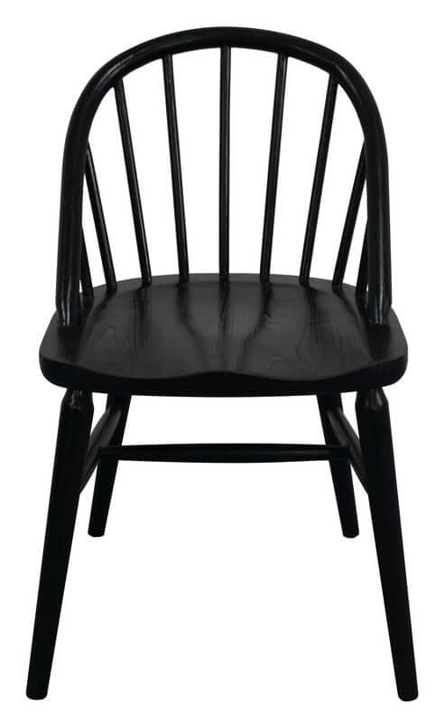 Vera Solid Oak Dining Chair - Set of 2 (Black)-Upinteriors