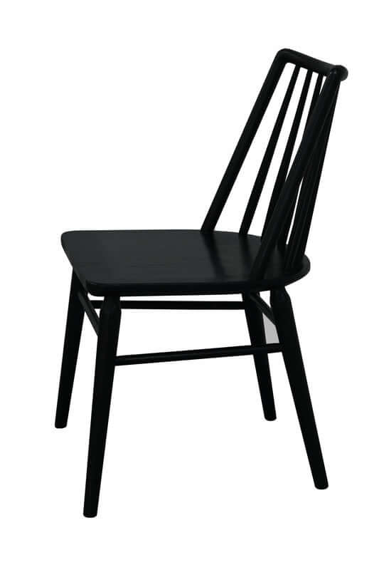 Riviera Oak Dining Chairs - Black Pair | Solid Comfort-Upinteriors