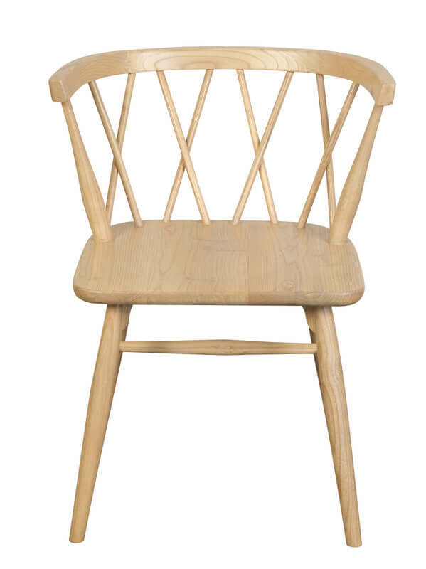 Sierra Cross Back Oak Chair - Set of 2 (Natural)-Upinteriors