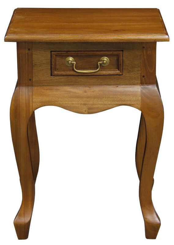 Queen Anne Lamp Table - Solid Mahogany with Drawer-Upinteriors