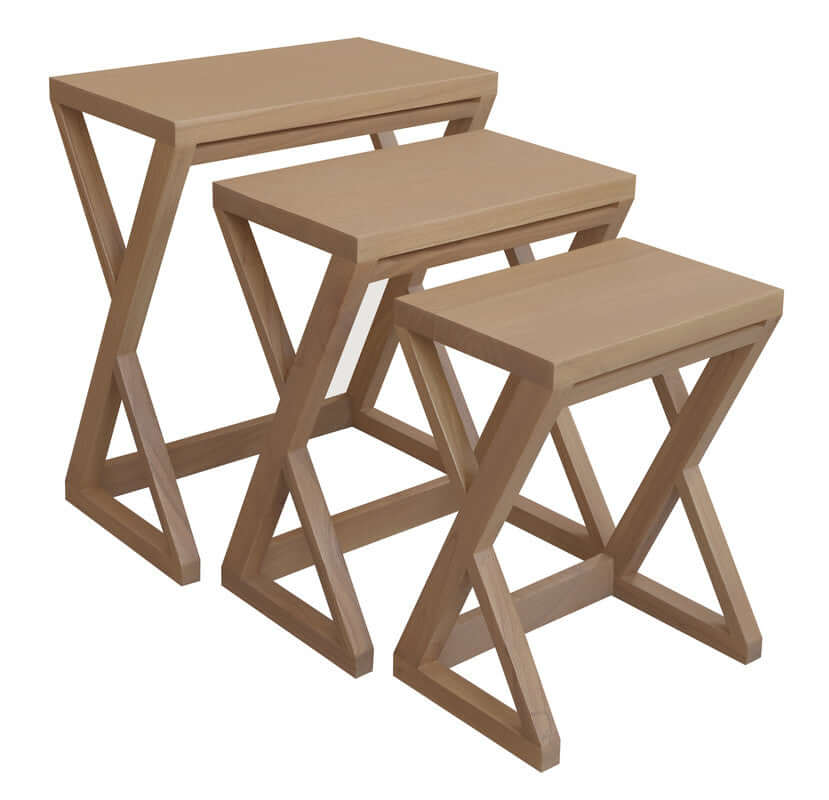 Manhattan Nest of Tables - Solid Mindi Timber Set-Upinteriors