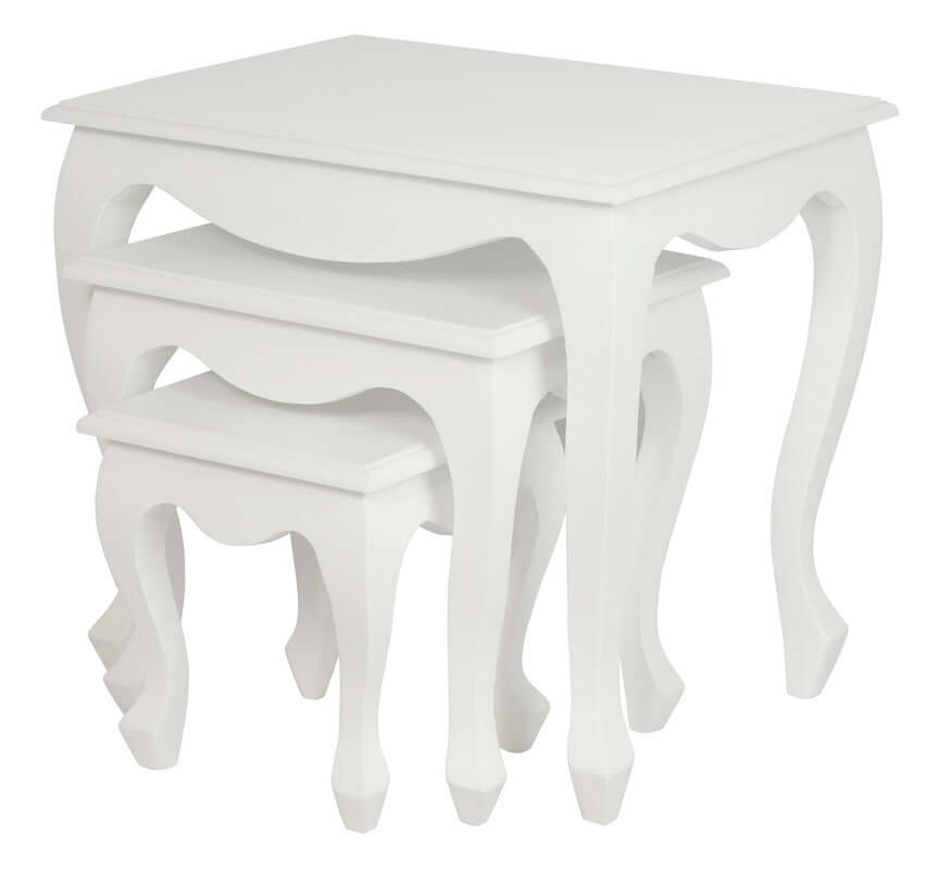 Queen Ann 3-Piece White Nest Table Set-Upinteriors