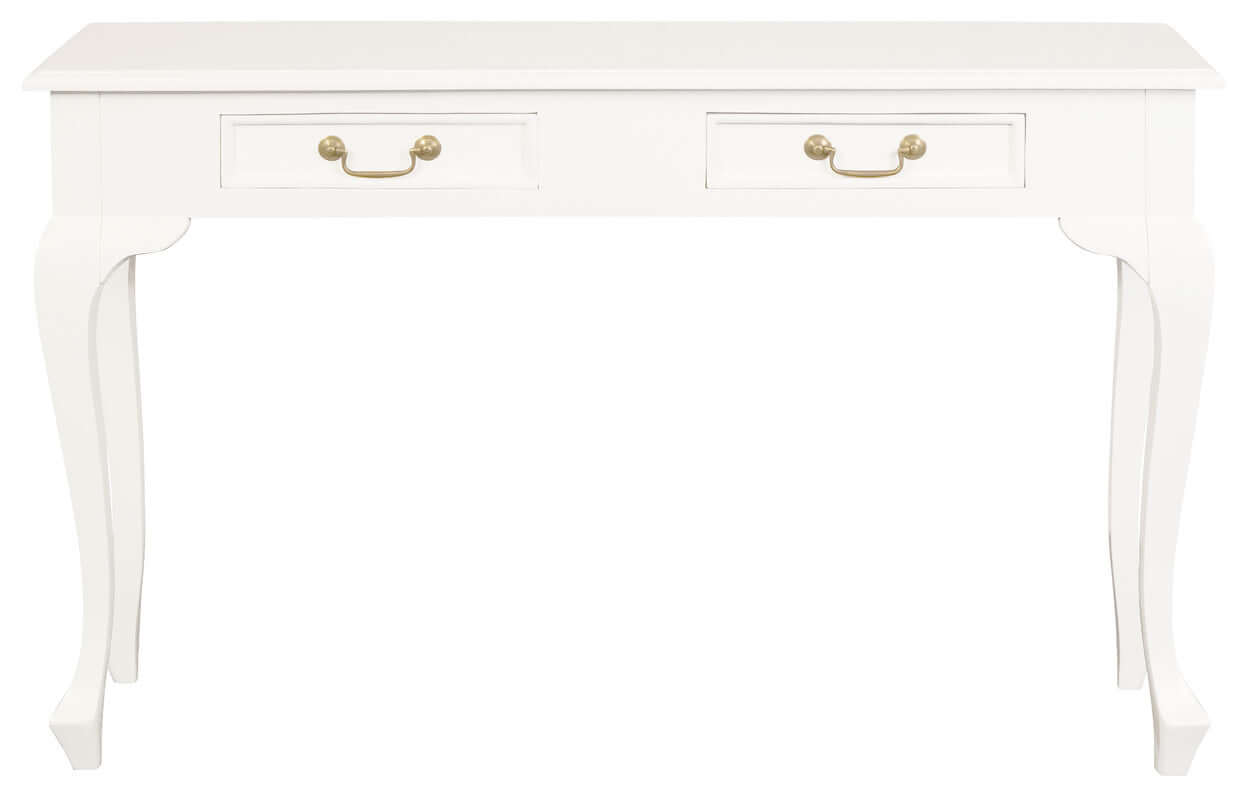 Queen Ann Sofa Table | 2 Drawers | White Mahogany-Upinteriors