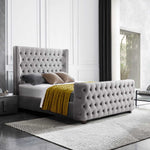 Milan Grey Velvet King Bed Frame - Elegant Tufted Design-Upinteriors