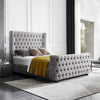 Milan Grey Velvet Queen Bed Frame | Tufted Elegance-Upinteriors