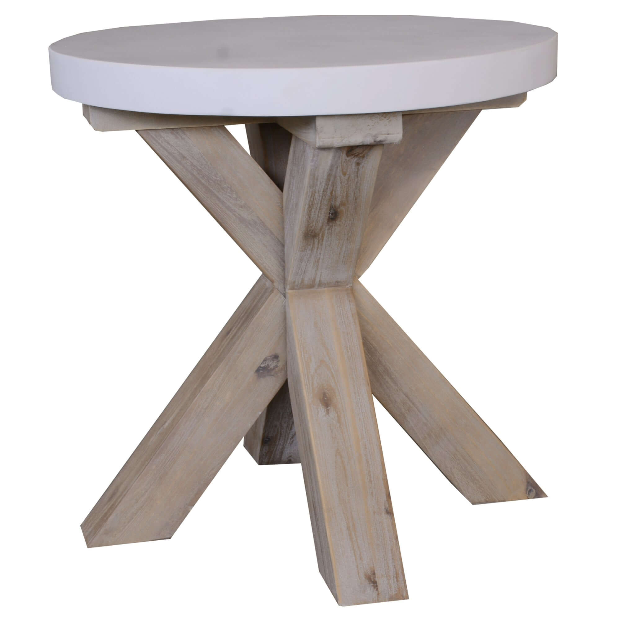 Stony Round Lamp Table - 50cm, Concrete Top-Upinteriors