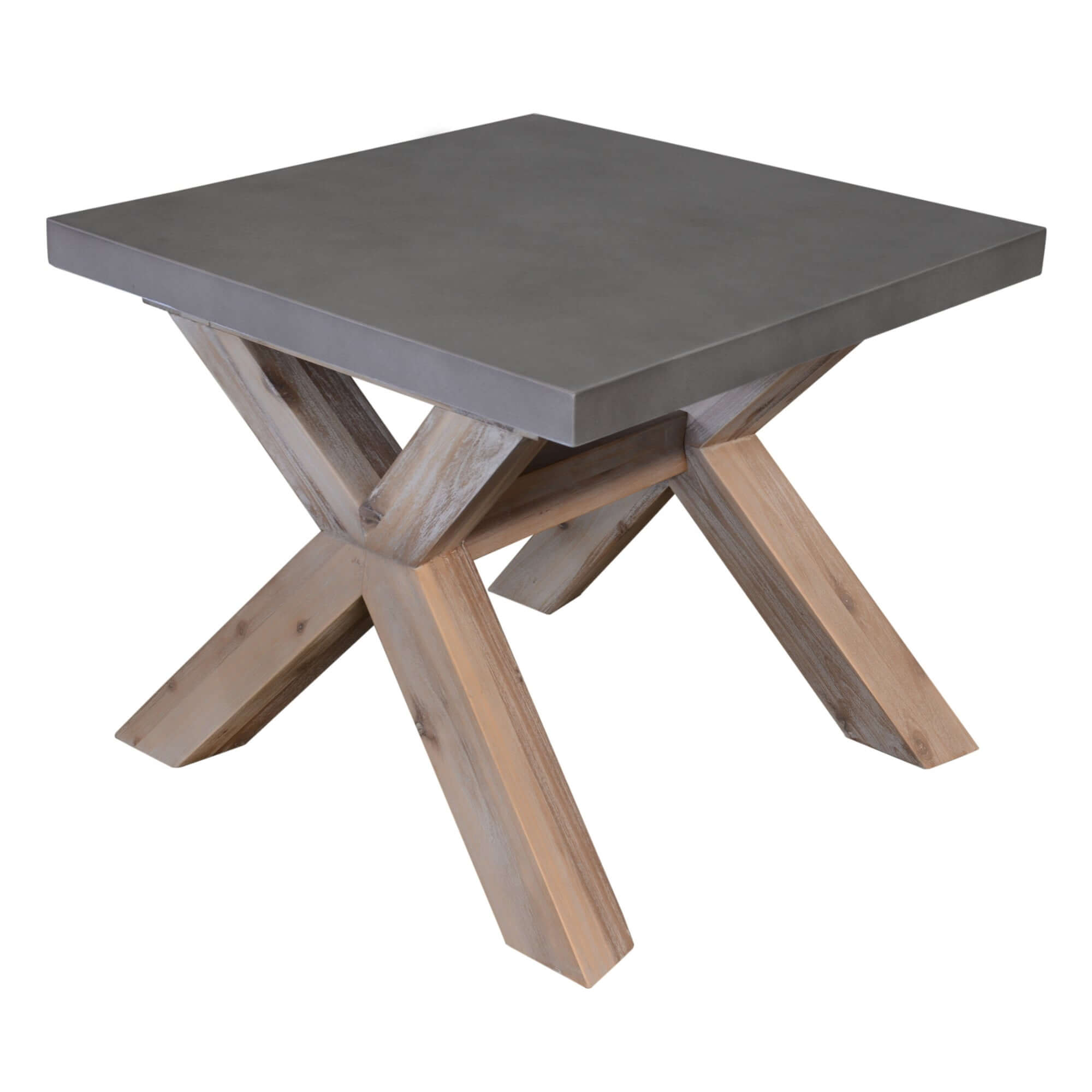 Stony Lamp Table – Grey Concrete Top | 60cm Square-Upinteriors