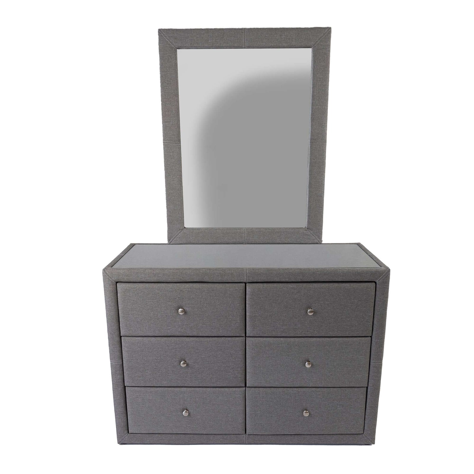 Molly Dresser Mirror 6 Chest of Drawers Bedroom Storage Cabinet - Light Grey-Upinteriors