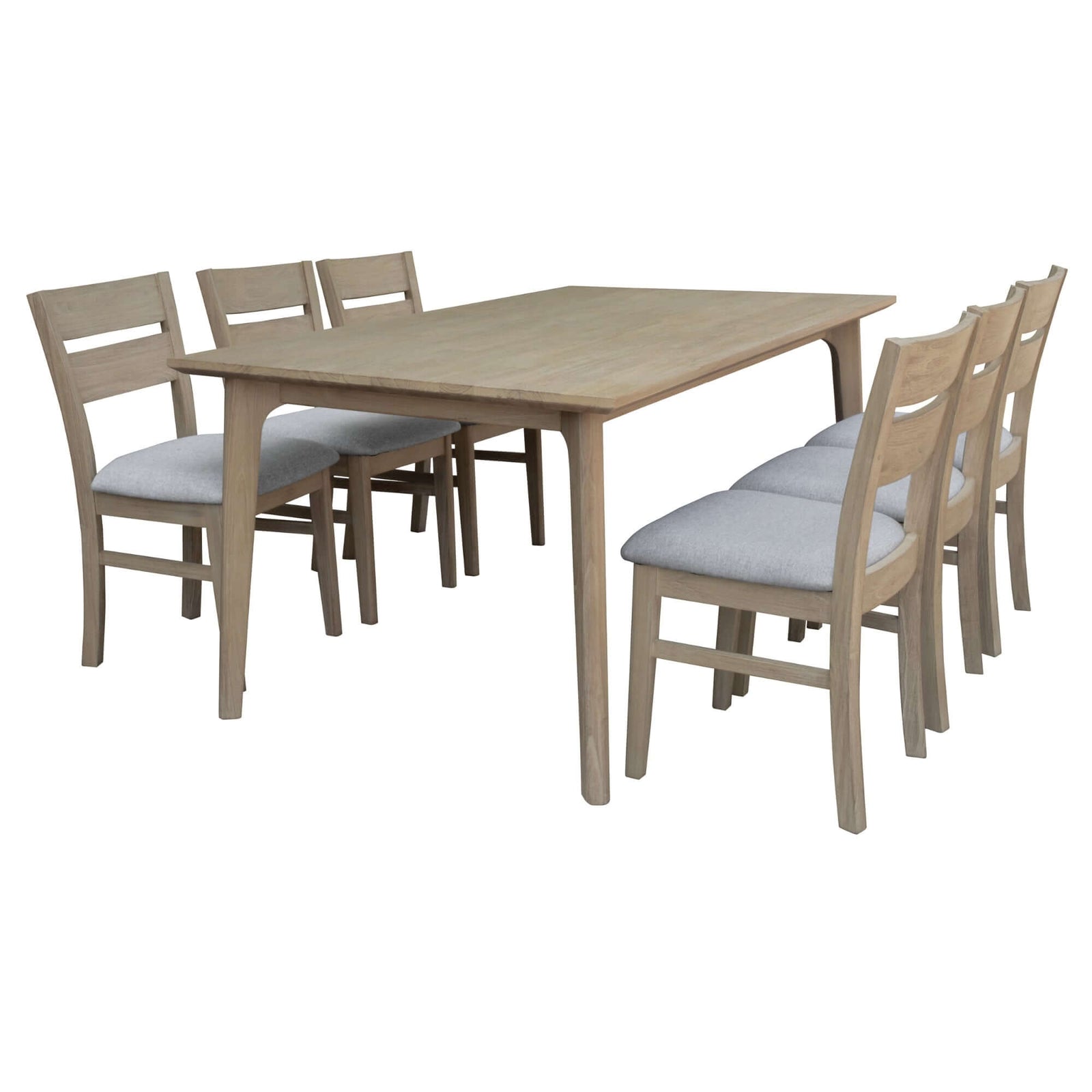 Tyler 7pc 180cm Dining Table Set Fabric Chair Solid Acacia Wood Brushed Smoke-Upinteriors