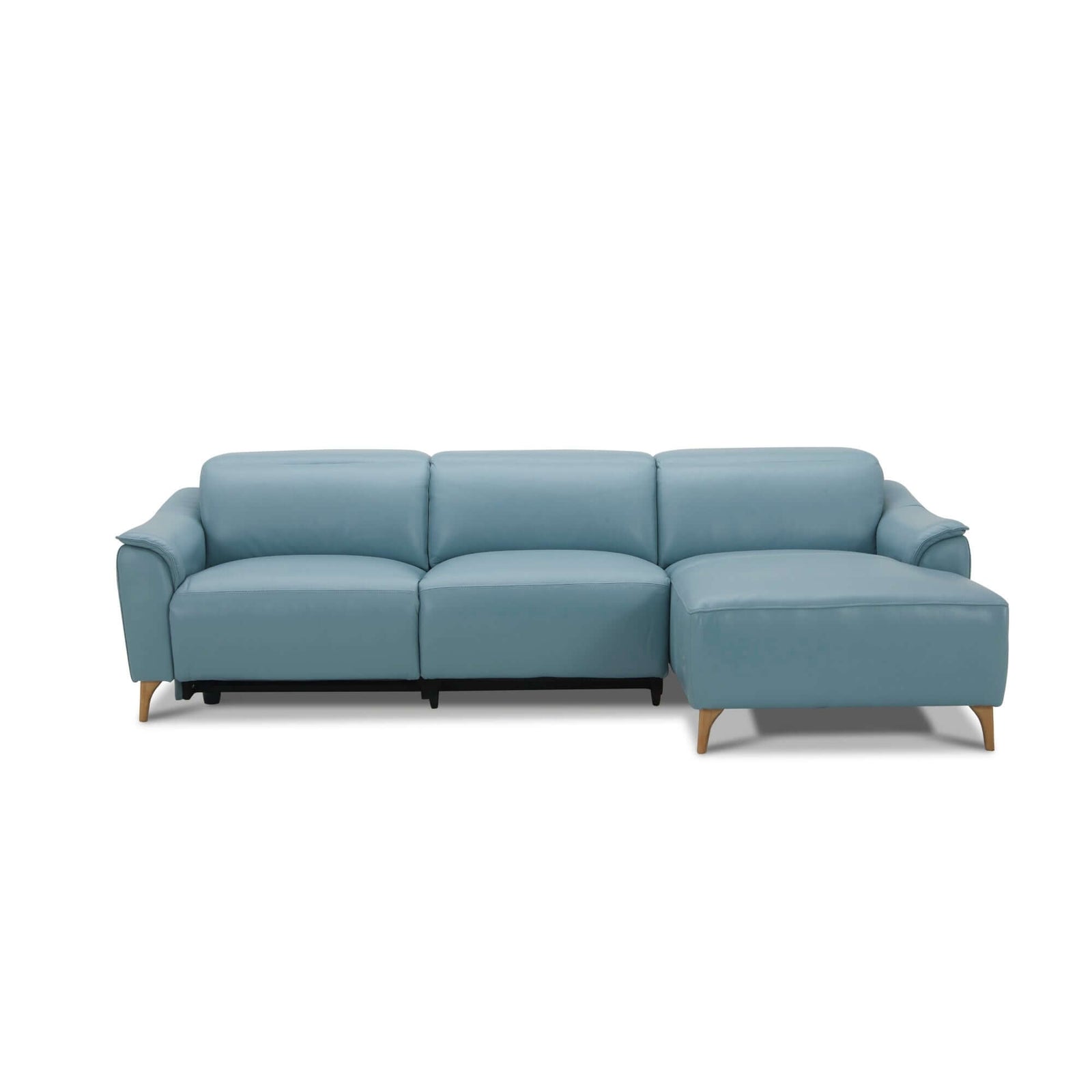 Inala 2 Seater Genuine Leather Sofa Lounge Electric Powered Recliner RHF Chaise Blue-Upinteriors