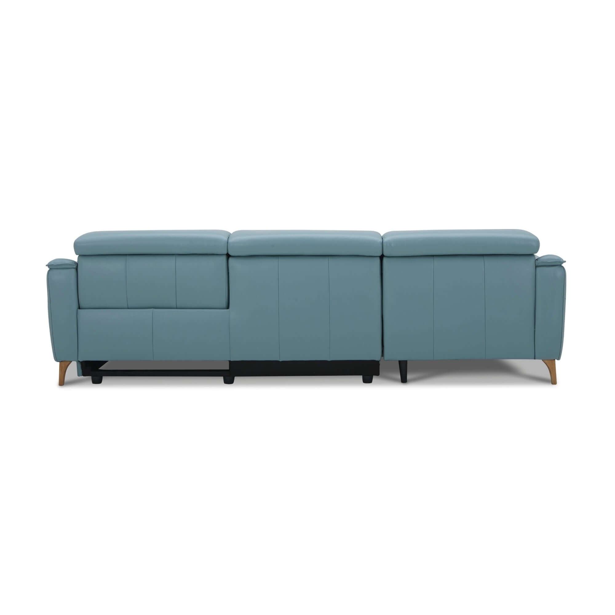 Inala Blue Leather Sofa with Electric Recliner & Chaise-Upinteriors