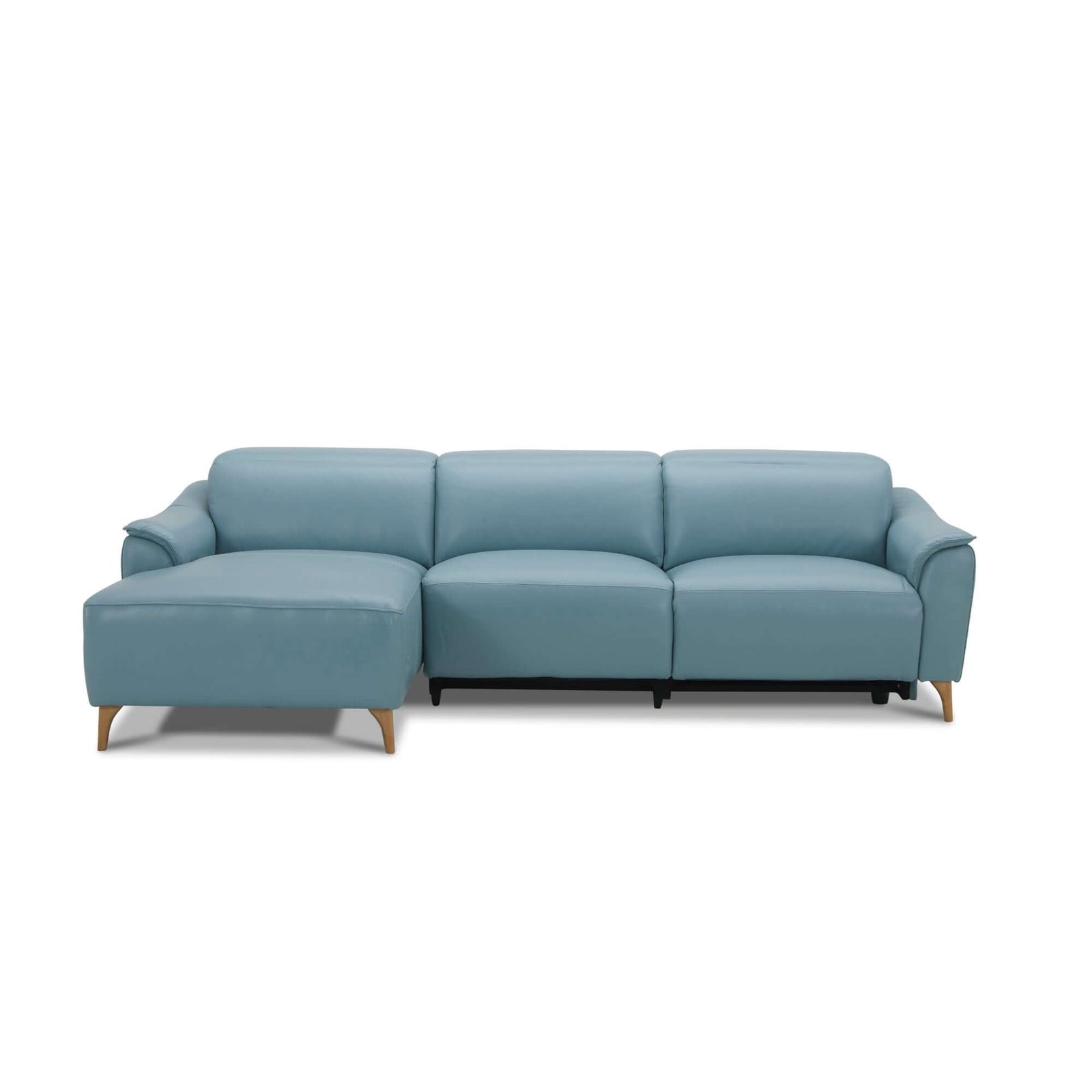 Inala 2 Seater Genuine Leather Sofa Lounge Electric Powered Recliner LHF Chaise Blue-Upinteriors