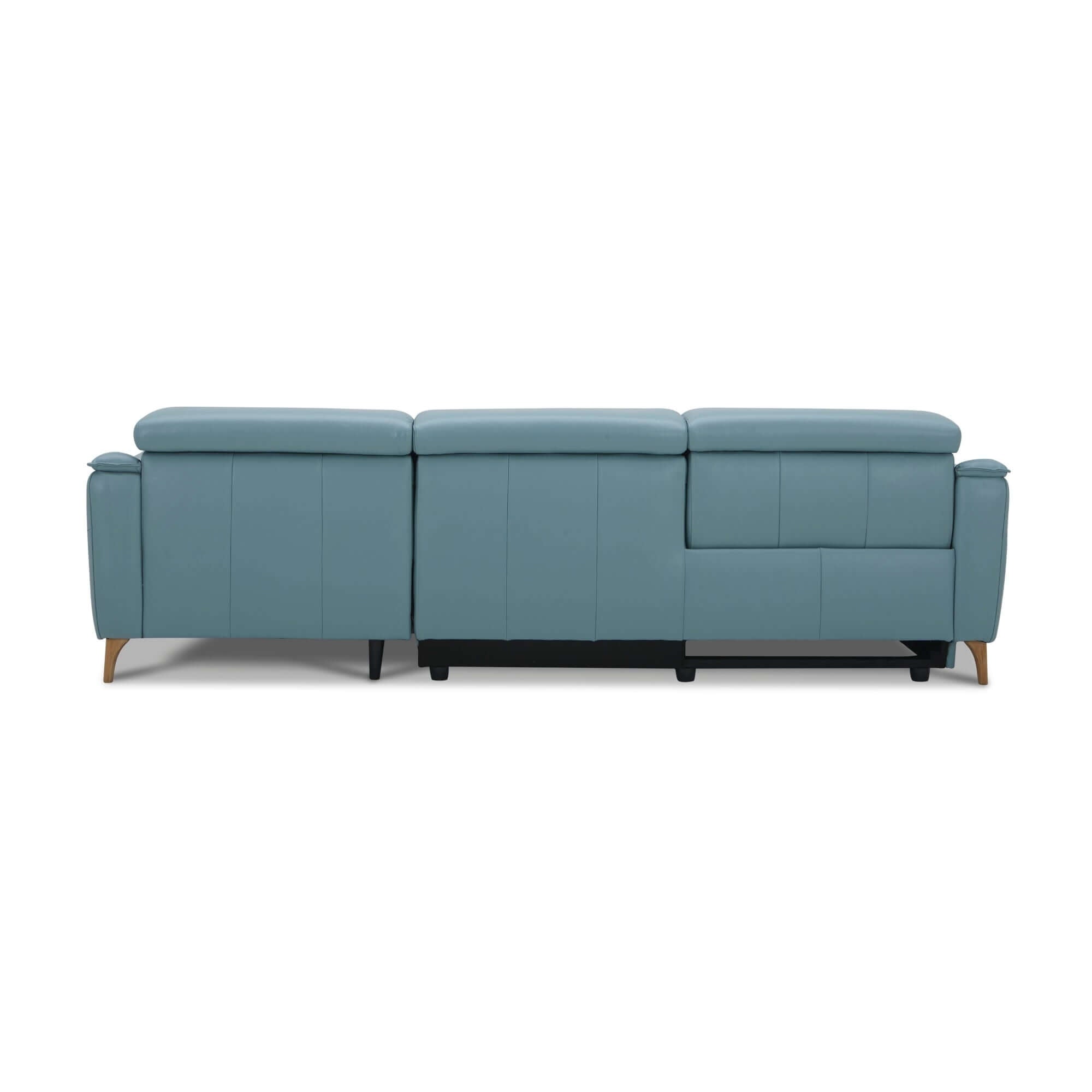 Inala Leather Sofa Lounge with Electric Recliner - Blue-Upinteriors