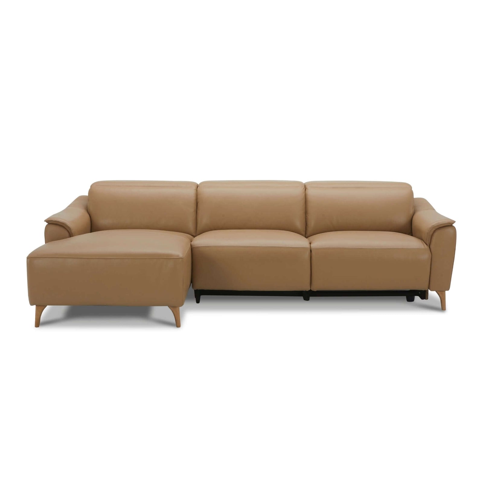 Inala 2 Seater Genuine Leather Sofa Lounge Electric Powered Recliner LHF Chaise Latte-Upinteriors
