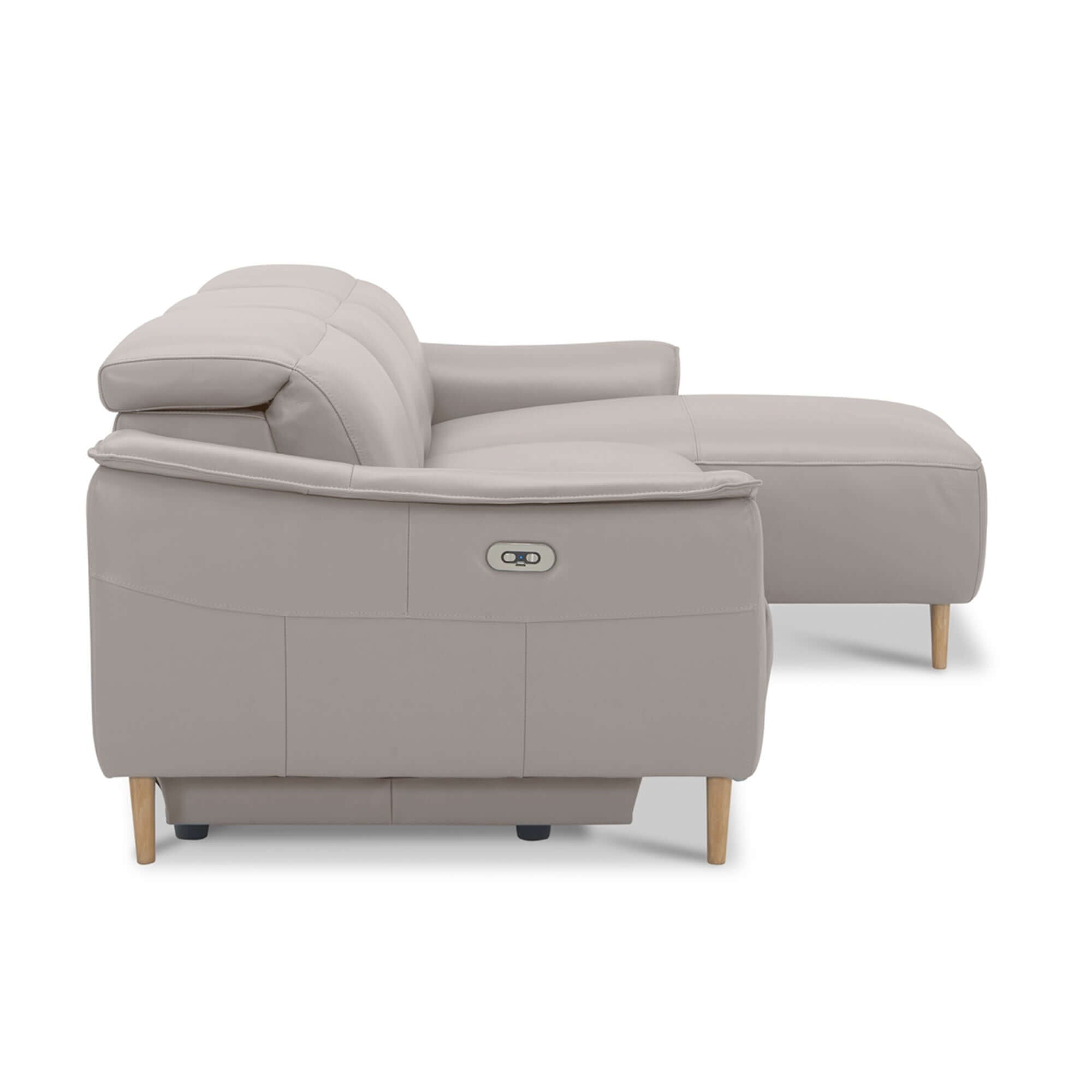 Inala Leather Electric Recliner 2-Seater - Light Grey-Upinteriors