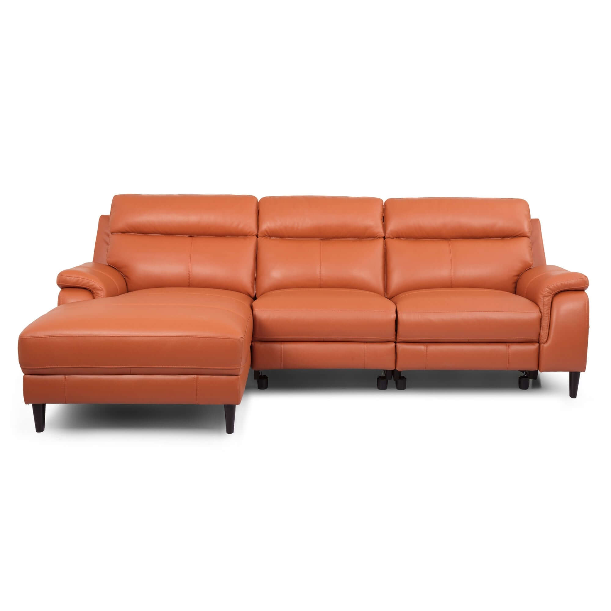 Ella Tan Leather Sofa with Electric Recliner & Chaise-Upinteriors