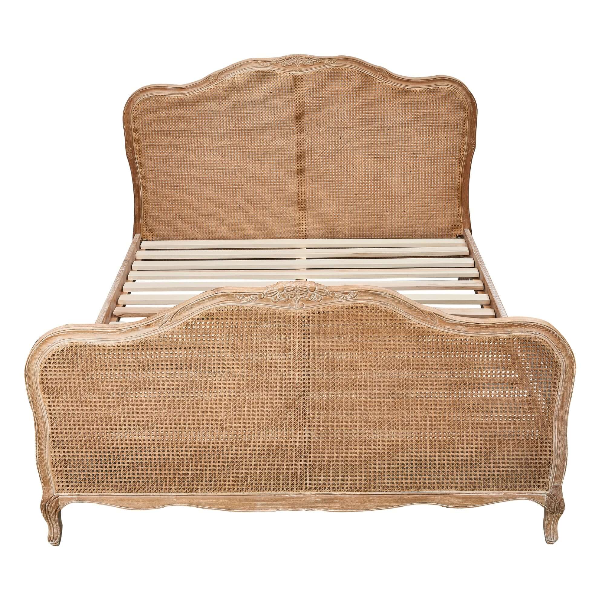 French-Style Bali King Bed - Rattan & Oak Timber-Upinteriors